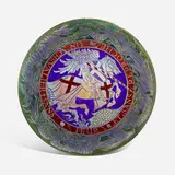 Fine Royal Lancastrian charger with Saint George and the dragon by Walter Crane and William S. Mycock for Pilkington, sold Mar 2023