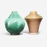 Futura vases, set of two by Roseville Pottery, sold Mar 2023