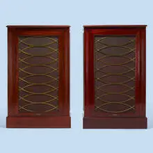 Electro-Voice, Patrician IV speaker systems serial nos. 76110142 and 35100026, pair, c. 1955, mahogany, brass, cloth