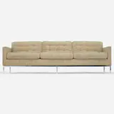 Sofa by Florence Knoll, 1954 / 1971, chrome-plated steel, upholstery, sold Feb 2022