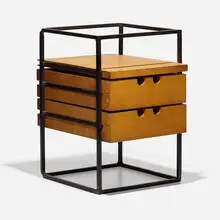 Paul McCobb, Planner Group desk organizer, 1949, stained birch, enameled steel