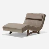 Adrian Pearsall, Wave chaise lounge, c. 1965, upholstery, stained oak