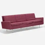 Sofa, model 26 by Florence Knoll, Alexander Girard upholstery, chrome-plated steel, sold Feb 2022