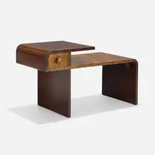 Russel Wright, Coffee table, model C-2671, c.1930, mahogany, tiger maple, copper