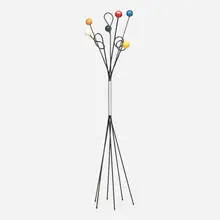 Roger Feraud, Coat rack, c. 1950, enameled steel, aluminum, lacquered wood