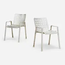 Hans Coray, Landi armchairs, pair, aluminum, rubber
