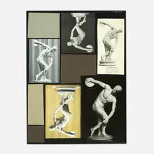 Urbis Paganus IV.9.IV.A. (Discobolus, copies of copies) by Richard Hawkins, 2009, mixed media collage on mat board, sold Jan 2022