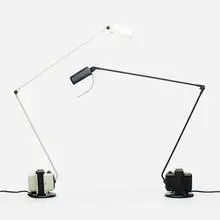 Tommaso Cimini, Daphine table lamps, set of two, c. 1975, enameled cast iron and steel, aluminum, plastic