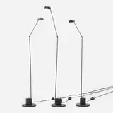 Tommaso Cimini, Daphine Terra floor lamps, set of three, c. 1975, enameled cast iron and steel, aluminum, plastic