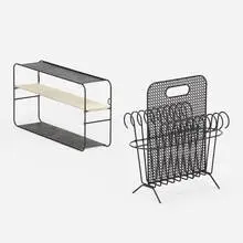 Wall-mounted shelf by Mathieu Matégot, 1957, enameled steel, sold Jan 2022