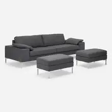 Arena sofa with ottomans, pair by Dag Hjelle, 2009, upholstery, cast aluminum, sold Jan 2022