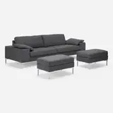 Dag Hjelle, Arena sofa with ottomans, pair, 2009, upholstery, cast aluminum