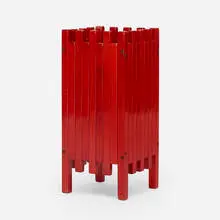 Umbrella stand by Ettore Sottsass, 1958, aniline-dyed beech, sold Jan 2022