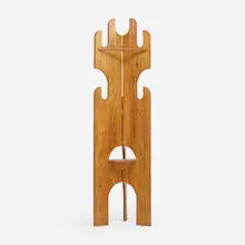 Coat rack by Mario Ceroli, c. 1970, pine, sold Jan 2022