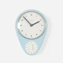 Max Bill, Wall clock and timer, 1954, glazed porcelain, glass, aluminum, plastic