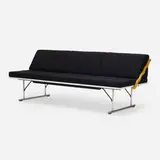 Yrjö Kukkapuro, Experiment sofa, 1982, chrome-plated steel, lacquered wood, upholstery, enameled steel