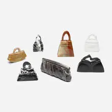 Fritz Olsen, Collection of seven handbags, 2005-08, marble, onyx, nickel-plated brass