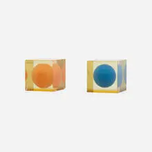 Cubos model 3018Q, set of two by Enzo Mari, 1959-1963, resin, sold Jan 2022