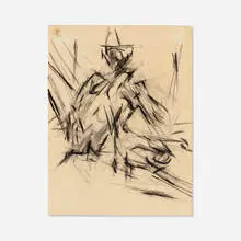 Untitled by Mercedes Matter, charcoal on paper, sold Jan 2022
