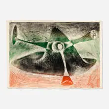 Untitled (Monotype) by Harry Bertoia, c. 1940, monoprint on rice paper, sold Jan 2022