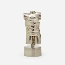 Mini David by Miguel Ortiz Berrocal, 1969, nickel-plated zamak, gold-plated brass, sold Jan 2022