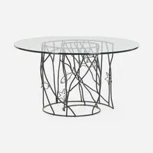 Dining table from the Carrazana Residence, Key Biscayne by Laurinda Spear, c. 2000, enameled iron, glass, sold Jan 2022