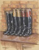 Daniel Crane, Untitled, watercolour and bodycolour 16 x 11.5cm and similar (5) .