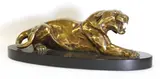 Charles Ruchot, Untitled, fl.1880-1925) Sitting tiger gilt-bronze on a marble base