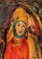 Baruch Agadati, Untitled, mixed media on fabric 44 x 32.5cm