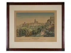 Hradčany by Vincenc Morstadt, Second half of 19th century, Coloured copper engraving, paper, sold Oct 2020