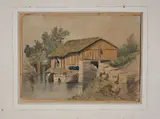 Amalie Mánesová, House by the Water, 1858, Watercolour, paper