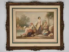 Josef Navrátil, Laundresses, 19th century, Watercolour, paper