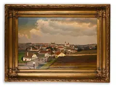 F. J. Elstner, Veduta of the Czech City, 1877, Oil on canvas