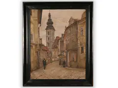 Anders Zorn, Motif from Český Krumlov, Oil on canvas on plywood