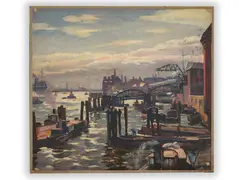 František X. Procházka, Port, First half of 20th century, Oil on paper