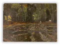 František X. Procházka, Fountain in the Garden, 20th century, Oil on cardboard