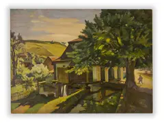 František X. Procházka, House by the Creek, 1927, Oil on cardboard