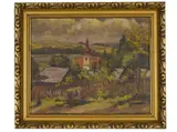 Bedřich Kohout, Church in the Village, 20th century, Oil on hardboard