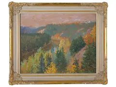 River in Autumn by Jan Kozelka, 1935, Oil on cardboard, sold Oct 2020