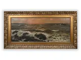 Beneš Knüpfer, Breaking Waves at Sunset, Oil on canvas
