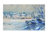 Oskar Schmidt, Waterfront in the Winter, Watercolour, gouache, paper