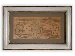 Still Life with Cards by Jaroslav Benda, 20th century, Pen and tempera on paper, sold Oct 2020