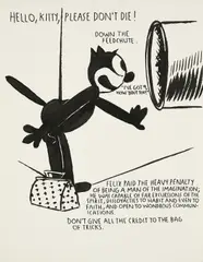 Hello, Kitty, Please Don't Die! by Raymond Pettibon, 1991, Serigrafie auf festem Velin, sold Jan 2025