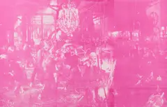 Susi Susi Pop, Flötenkonzert im Eisenwalzwerk (nach Menzel), 2010, Acryl über Farbserigrafie auf Leinwand