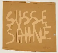 Süsse Sahne by Chris Reinecke, Frühe 1970er Jahre, Kugelschreiber auf braunem Velin, collagiert auf Packpapier, sold Sep 2024
