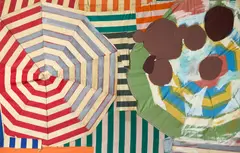 Michael Reiter, "Sonnenwende", 1989, Acryl auf Markisenstoff, auf klappbarem Keilrahmen
