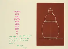 Ohne Titel by Thomas Schütte, 2017, Farbradierung und Prägedruck auf Velin, mittig gefalzt, sold Jan 2025