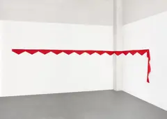 Rote Girlande by Thomas Schütte, 1979, Jeweils: Roter Stoff, eine Seite in Zacken geschnitten, sold Oct 2024