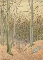 Gustav Wunderwald, Ohne Titel, Farb- und Bleistift auf chamoisfarbenem Velin