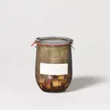 Tony Conrad, Pickled E.K, 2006, Filmstreifen und Flüssigkeit, in Weckglas mit Etikett